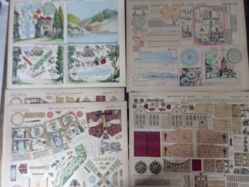 Konvolut 13 Bilder von Epinal 439/554/613 mehr! Konstruktionen seltenes Spielzeug Papiermodell