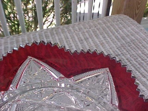 RUBY STAINED GLASS COVERED BUTTER "ANNA G BANNEISTER 1910" - Picture 7 of 8