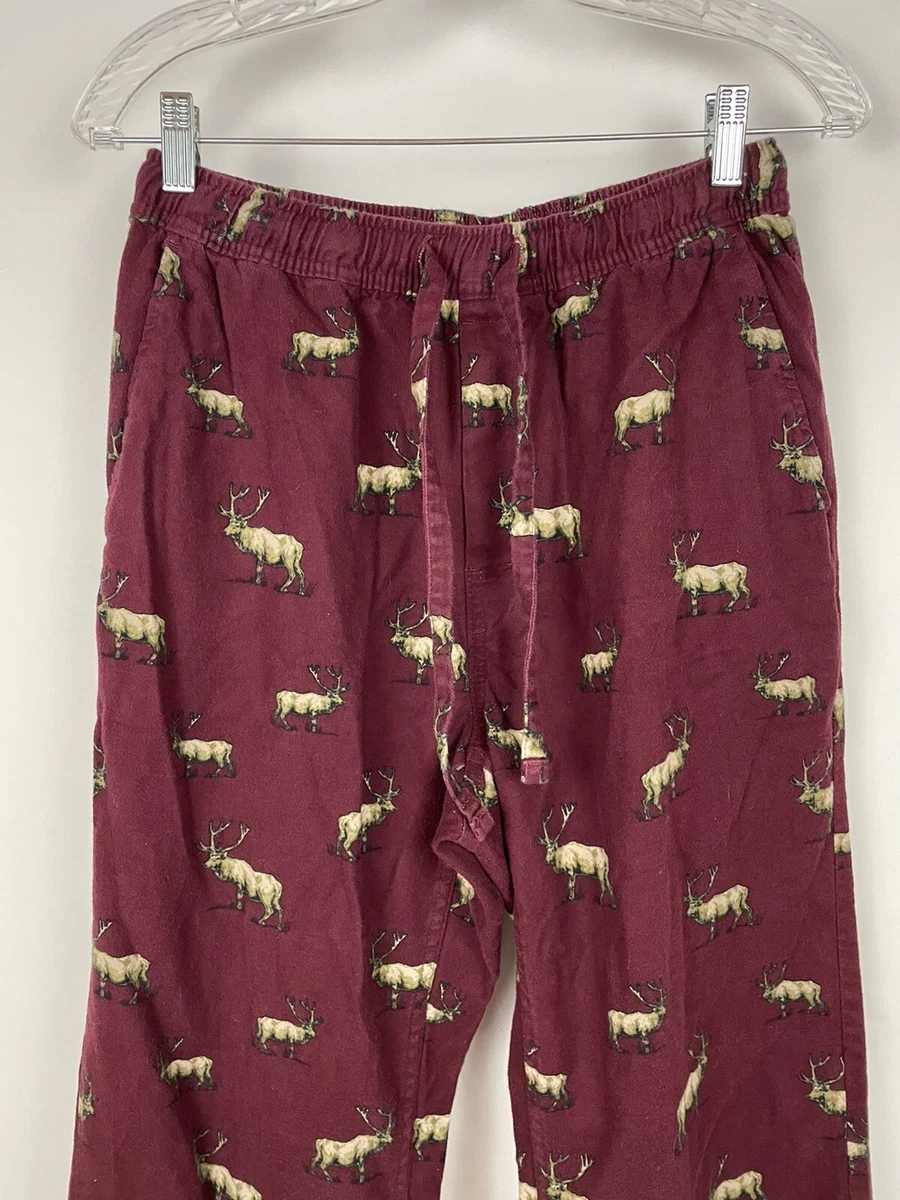 Men's Moose On Red Flannel Pajama Pants