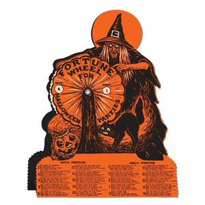 Witch-Fortune-Wheel-Game-Vintage-Style-Halloween-Party-9-25-x-6-75-Inches-New