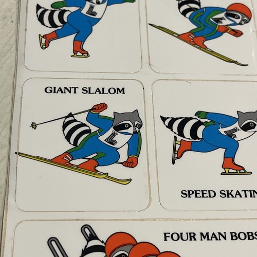 Lake Placid 1980 Winterspiele offizieller Roni Waschbär dreizehn Aufkleber Set Aufkleber - Bild 7 von 18