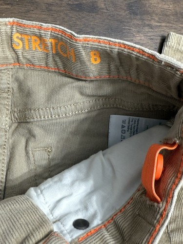 J Crew Crewcuts Boys Slim Fit Corduroy Pants Size 8 Adjustable Waist Tan NWOT - Picture 6 of 7