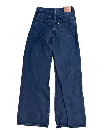 Levi's Jeans Donna 28 Nero Ribcage Bell Gamba Larga Big E Premium Vita Alta - Foto 2 di 12