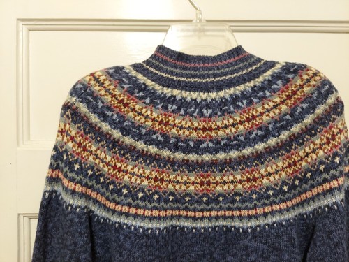 Cárdigan Suéter De Colección Tiara International Damas Talla Grande Azul Fair Isle Cremallera  - Imagen 7 de 10