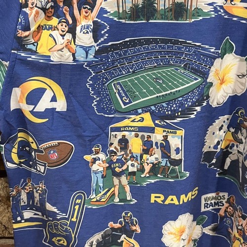 Reyn Spooner NFL LA Rams Scenic Performance Blue Graphic Button Down Team Shirt - Picture 9 of 12