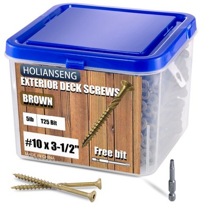 Deck Screws 3 1/2 Inch 5lb 285Pcs Brown Epoxy Rust Resistant Torx Star Drive
