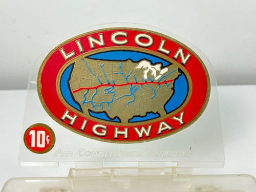 Vintage Lincoln Highway Cigars Store Display Humidor & Decal - National Cigar Co - Picture 2 of 11