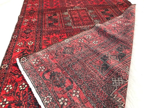 3'5 x 6'9 Vintage Afghan Hand Knotted Rug Red Tribal Wool Carpet Geometric Rug - Picture 10 of 10
