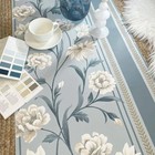 Raya Blue Cream Floral Stripe Wallpaper Paste The Paper Washable Belgravia