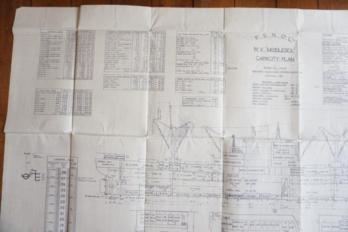 1953 Middlesex Capacity Deck Linen Shipping Plan F.S.N. Ltd Signed - Picture 2 of 7