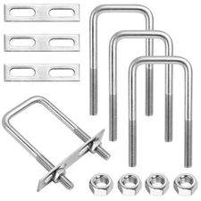 4 Sets Square U Bolts 2" W x 4.33" L, Stainless Steel Bend U Bolts, Marine U ...
