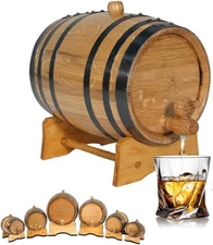 1 Liter Oak Aging Barrel with Wood Stand, Bung & Spigot - Mini Whiskey Barrel...
