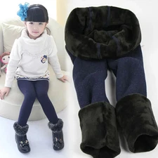 Girls Thermal Tights Winter Children Kids Thick Warm Stretch Pants