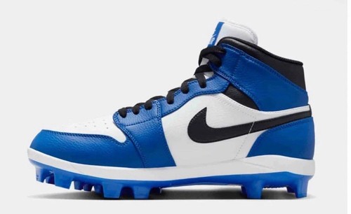 Air Jordan 1 Retro MCS Baseball Cleats Blue Black White AV5354-411 Mens Size 9.5 - Picture 2 of 5