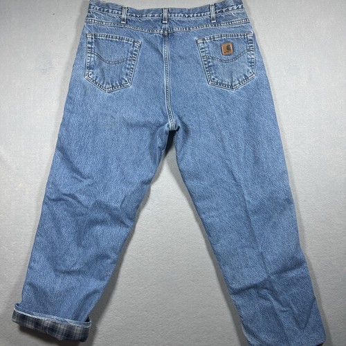 Carhartt Herren Größe 40 x 32 Flanell gefüttert B172 DST Relaxed Fit Blau Denim Jeans - Bild 12 von 15