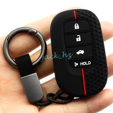 Silicone 4 Buttons Key Fob Chain Case Cover For Honda Civic 11 Accord CRV 6 HRV