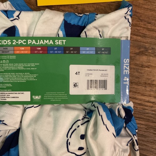 Sesamstraße Krümelmonster Kleinkind Figur Pyjama Set Größe 4T - Bild 3 von 3