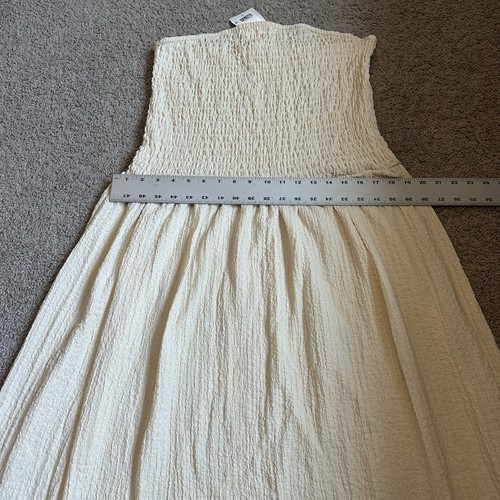 H&M Smocked Bandeau Dress Cream Ivory Butter Sold Out Size XL Strapless NWT New - Picture 15 of 17