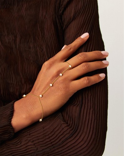 Gold Hand Kette Armband für Damen, 14K vergoldet Fingerring Armband Hand Ch - Bild 5 von 7