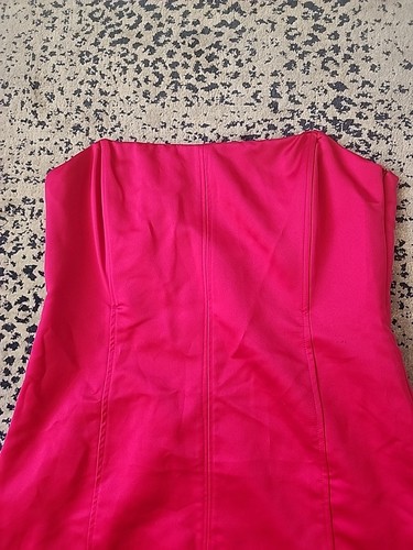 Women's Zara Mini Dress Strapless hot pink Satin Corset Dress SZ M - Picture 2 of 10