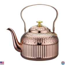 SANQIAHOME Vintage 1.2L Copper-Accented Stainless Steel Teapot with Infuser