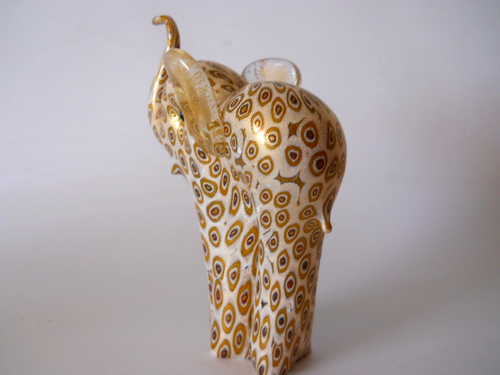 Figura de elefante de vidrio artístico Lenox Murano Italia oro Millefiori 4 5/8" XLNT firmada - Imagen 2 de 12
