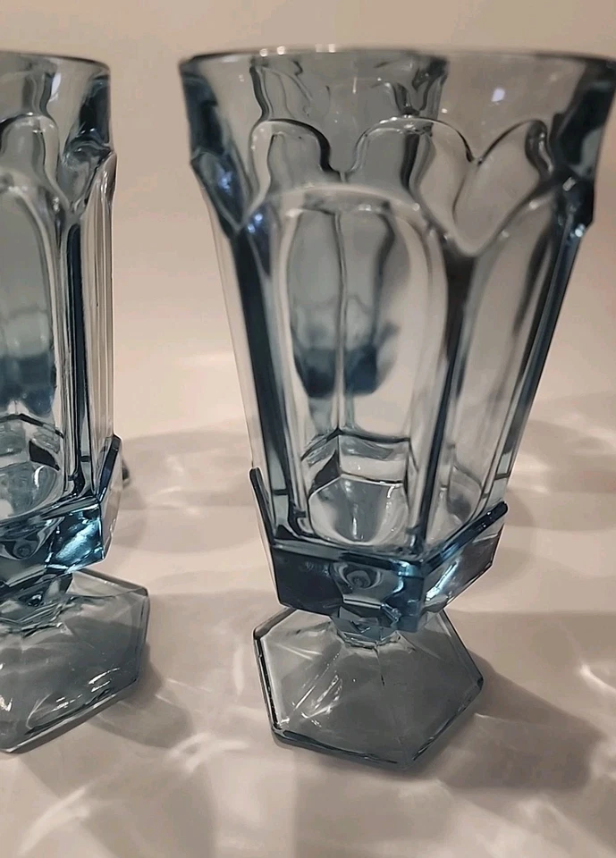 Juego de 4 vasos de té helados vintage Fostoria Virginia azul claro 7" de alto 12 oz Foto 2 de 4