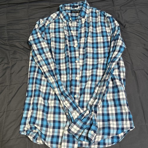 Hawker Rye Regular weiß blau kariertes Button-Down-Hemd Herren Large Tall LT - Bild 1 von 5
