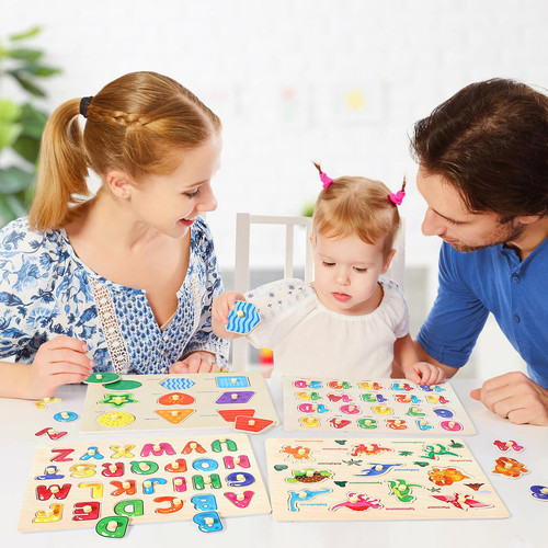 Montessori Wooden Peg Puzzles for Toddlers 2 3 4 5 Year Old, 4 Pcs Kids Educa... - Picture 6 of 7