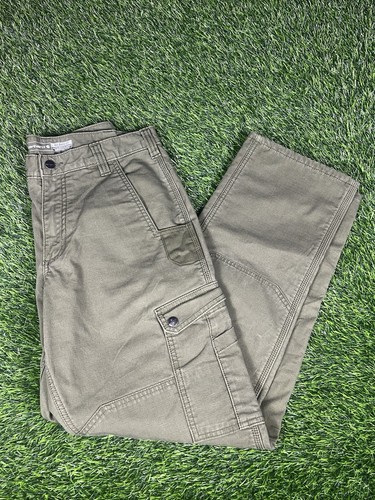 Carhartt Fleece gefütterte Double Knee Cargo Hose Herren 32 x 32 grün Ripstop Outdoor