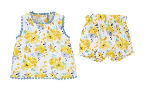 Mud Pie Le Jardin Floral Pinafore Bloomer Set  0-3M or 6-9M - Bild 1 von 1