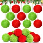 Gejoy 12 Pcs Furry Christmas Ball Ornaments for Tree Red and Green Plain