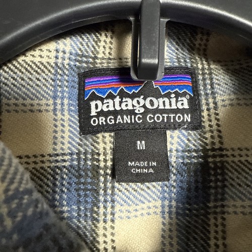 Patagonia Hemd Herren M grau blau beige kariert Flanell Bio Baumwolle - Bild 7 von 13