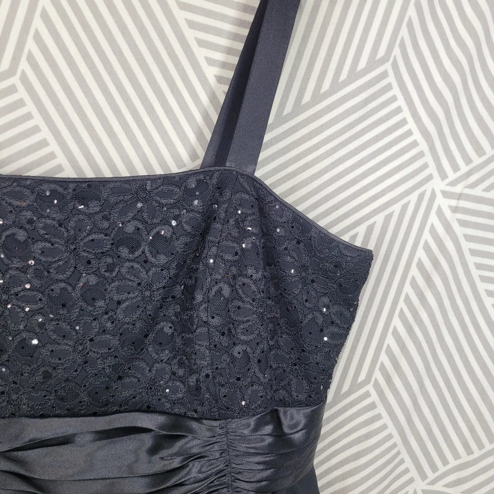 Vestido Dressbarn Noche Evento Plus 22 22W Fiesta Cóctel Volantes Malla Encaje Negro Foto 3 de 4