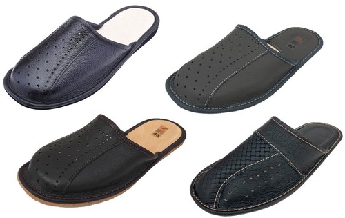 Pantofole in pelle da uomo ciabatte ciabatte in pelle ciabatte taglia 40-46 - Foto 1 di 13