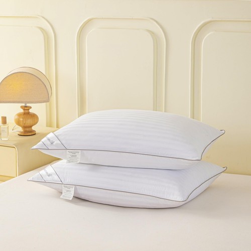 Standard Goose Feather Down Pillow, 100% Soft Cotton Cover Bed Pillow for Sle... - Picture 4 of 6