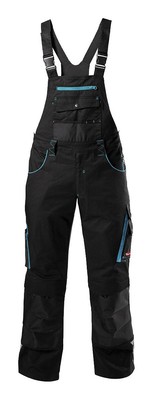 Fortis Herren-Latzhose twenty-four, schwarz/türkis, Größe 56