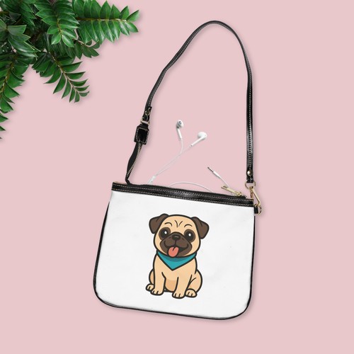 Bolso de Hombro Pug Dog Smiles, Cartera Bandolera para Amantes de los Perros, Lindo Diseño de Mascotas - Imagen 6 de 6