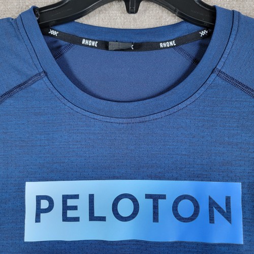 Rhone Peloton Athletic Shirt Mens Large Blue Crew Neck Short Sleeve - Picture 3 of 7