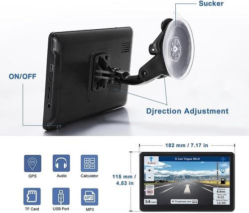 GPS Navigator für Auto, neueste 2025 Karte 7 Zoll Touchscreen Auto 256-16GB,... - Bild 5 von 7