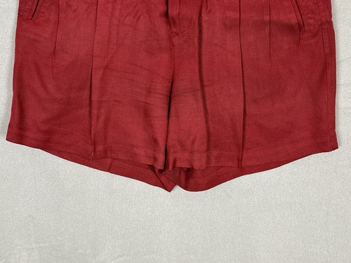 Tommy Bahama Silk Shorts Women's Size 6 Burgundy Solid Pockets Pleated - Picture 3 of 14