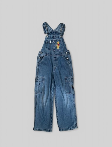 VTG Disney Winnie The Pooh Overalls Denim Cargo Farmer Coveralls Kids Youth 10 - Picture 2 of 12
