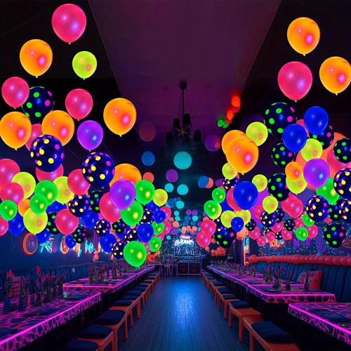 Glow Balloons 30pcs Dot Blacklight Reactive Fluorescent Balloons Glow the Dark - Picture 6 of 6