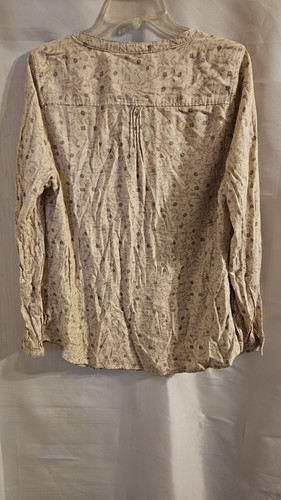 Womens Sonoma Size Large Brown Floral Long Sleeve Peasant Top - 第 2/5 張圖片