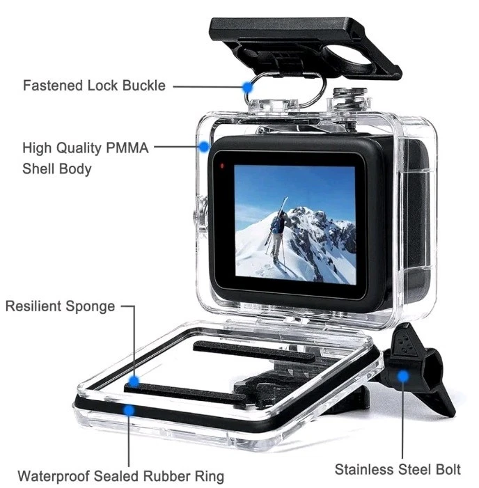 Waterproof Housing Case For Gopro Hero 12 11 10 9  Diving Underwater Protection - Image 4 of 4