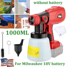 1000ML High Pressure Cordless Paint Sprayer Spray Gun For Milwaukee 18V Battery
