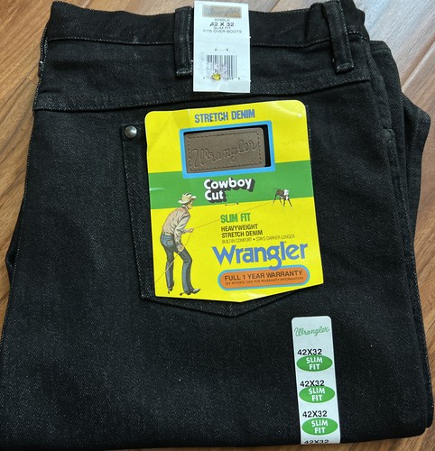 Herren Wrangler® Cowboy Cut® Slim Fit Stretch Schwarz Jeans 938BLK 42x32 - Bild 6 von 7