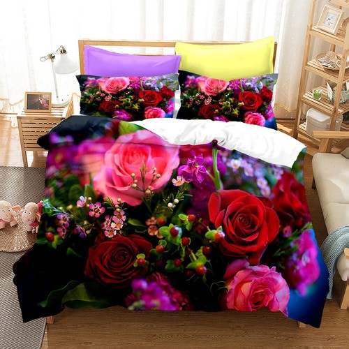 Romantic Rose Lady Bedding Set 2/3 PCS Quilt Duvet Cover Dorm Single Double King - Picture 3 of 22