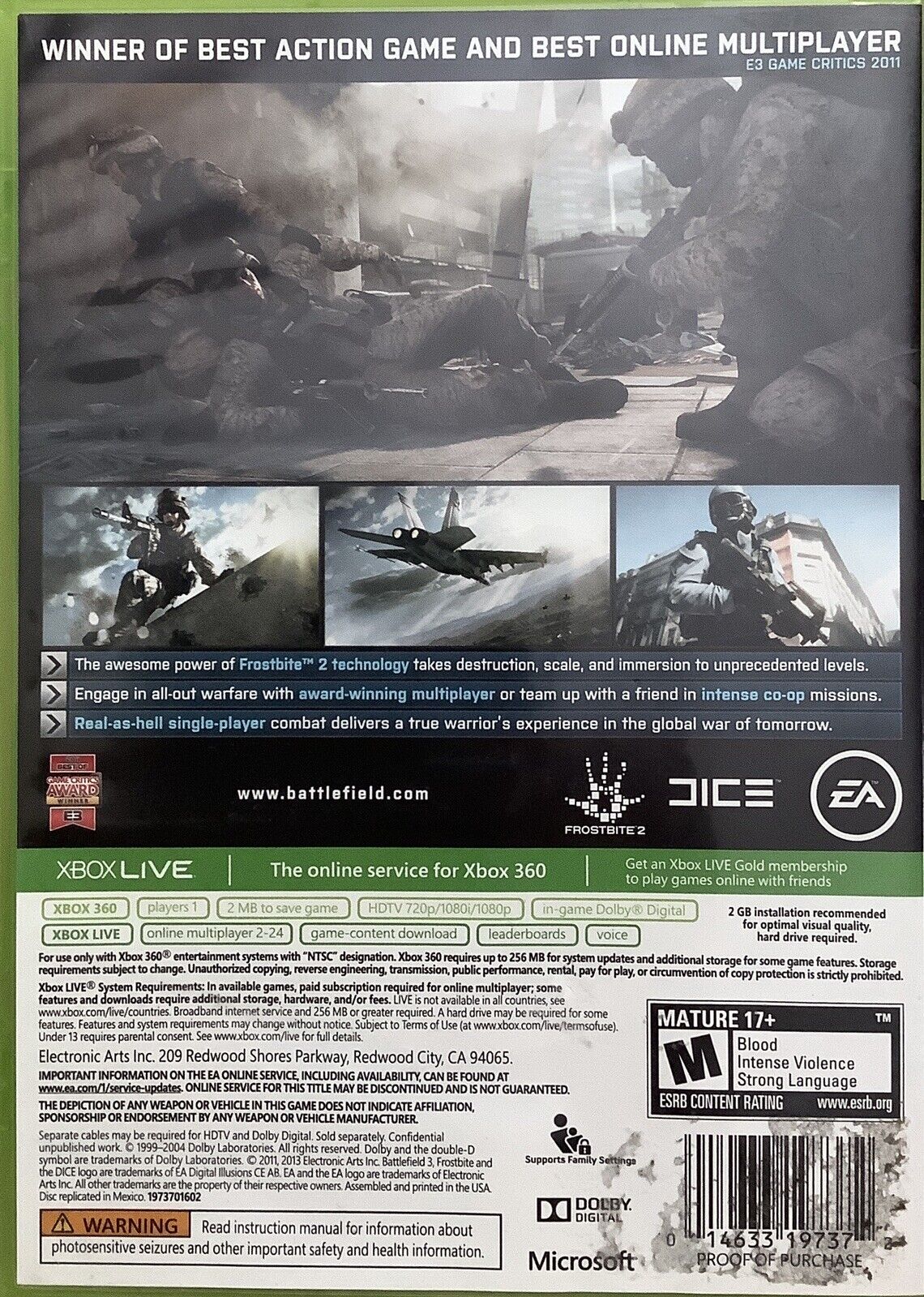 Battlefield 3 - Xbox 360 Game 14633197372