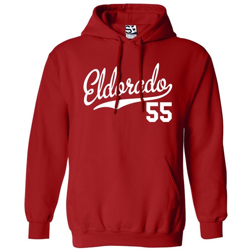 Eldorado 55 Script HOODIE | 1955 Caddy Lowrider Classic Jersey Hooded Sweatshirt - Picture 8 of 34